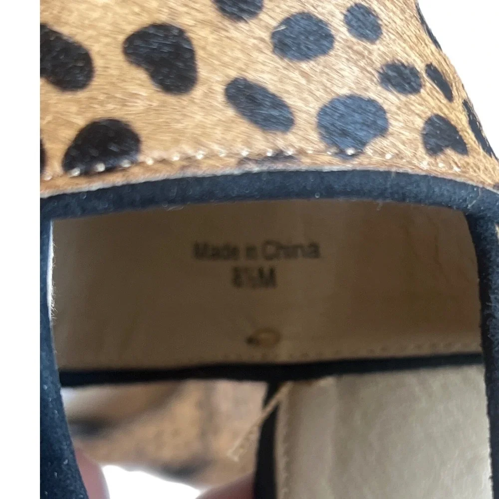 Diane von Furstenberg Leopard Calf Hair Platform‎ Slingback Heels Womens 8.5M